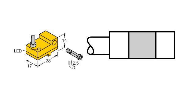 Turck BIM-NST-Y1X Magnetic Field Sensor, For Pneumatic Cylinders, Cable length (L) 2 m, Plastic, PA12-GF30, Magnetic-inductive sensor, DC 2-wire, nom. 8.2 VDC, Output acc. to DIN EN 60947-5-6 (NAMUR), Cable connection, ATEX category II 2 G, Ex zone 1, ATEX category II 1 D, Ex zone 20, SIL2 (Low Demand Mode) acc. to IEC 61508, PL c acc. to ISO 13849-1 at HFT0, SIL3 (All Demand Mode) acc. to IEC 61508, PL e acc. to ISO 13849-1 with redundant configuration HFT1