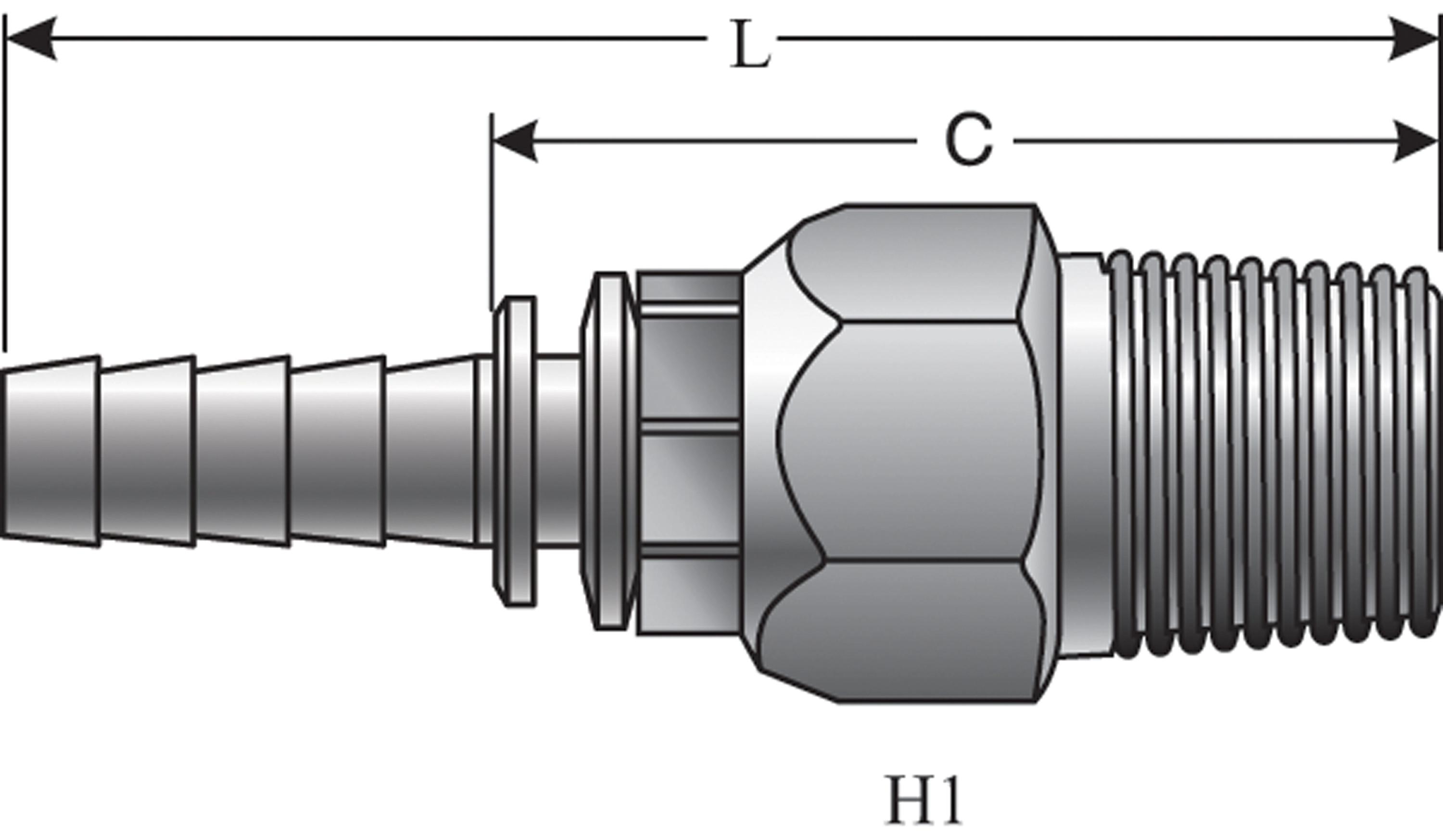 Gates 80036X Power Crimp® Couplings, 80036X 6-6MPX XBULK 0.625 15.88 1.72 43.68 2.728 69.3 0.374 9.5 SteelNOT TO BE USED AS A LIVE SWIVEL. 250 0.18