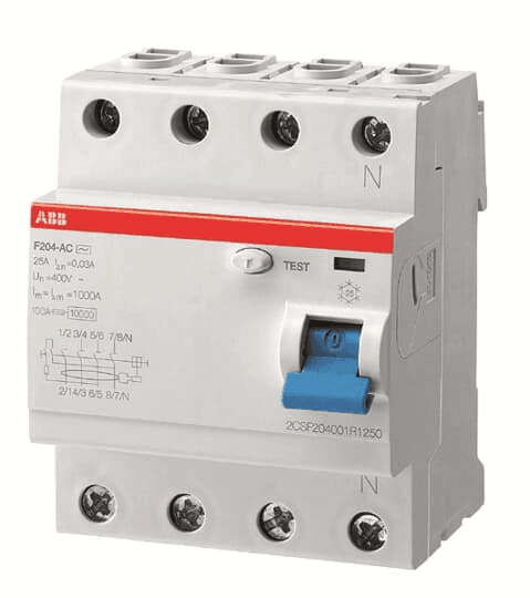 ABB Control 2CSF204101R2950 2CSF204101R2950 ABB Control - F204 A-125/0.1 Residual Current Circuit Breaker 4P A type 100 mA