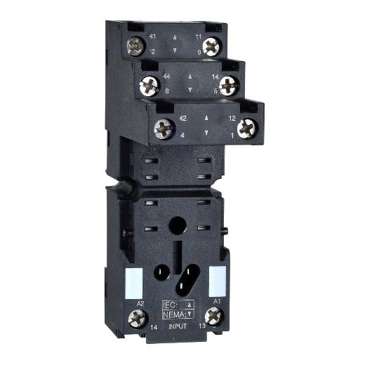 Schneider Electric RXZE2S108M Schneider Electric RXZE2S108M is a plug-in socket within the RXZ sub-range, designed for a rated current of 12 A and a rated voltage (AC) phase-to-neutral of 250 V. It features connector type terminals and offers an ambient air temperature for operation ranging from -40 to +55 °C. This socket is equipped with a degree of protection classified as IP20.