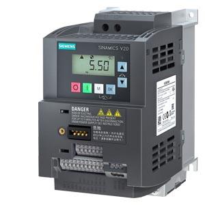 Siemens 6SL3210-5BB21-5BV1 SINAMICS V20 1 AC 200-240 V -10/+10% 47-6 Rated power 1.5 kW with 150% overload for 60 sec. Integrated filter C1 I/O interface: 4 DI, 2 DQ, Fieldbus: USS/Modbus RTU with built-in BOP protection: IP20/ UL open Size: Size AC 160x90x147(HxWxD)