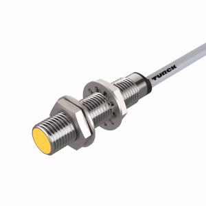 Turck BI6U-M12-AP6X Inductive Sensor, Rated switching distance 6 mm, Cable length (L) 2 m, Flush, M12 × 1 threaded barrel, Chrome-plated brass, Factor 1 for all metals, Protection class IP68, Resistant to magnetic fields, Large switching distance, DC 3-wire, 10…30 VDC, NO contact, PNP output, Cable connection