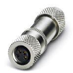 Phoenix Contact 1506930 Connector, Universal, 4-position, shielded, Socket straight M8, Coding: A, Solder connection, knurl material: Nickel-plated brass, external cable diameter 3.5 mm ... 5 mm