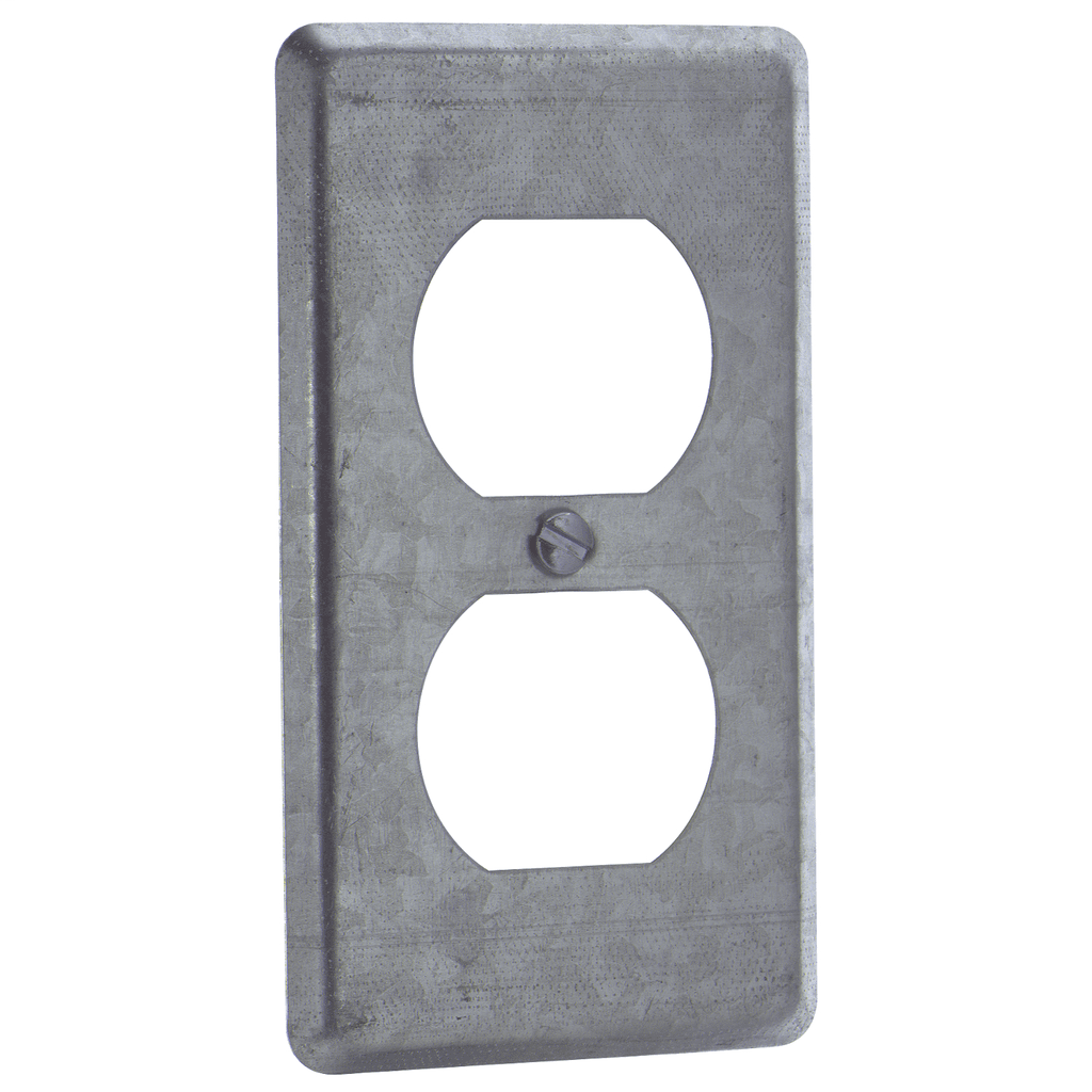 ABB Control 58-C-7 58-C-7 ABB Control - One Gang Utility Box Cover, 4 Inch Long x 2-1/8 Inch Wide x 1/4 Inch Raised, Pre-Galvanized Steel, with Duplex Flush Receptacle