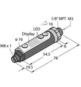 Turck PK010R-P14-2UP8X-V1141 Pressure Sensor, IO-Link with 2 PNP Transistor Switching Outputs, , Compact design, For pressure and vacuum monitoring, Rotatable sensor body, Display rotatable by 360°, Excellent EMC properties, 2 × PNP outputs, IO-Link, Pressure range 0…10 bar rel.