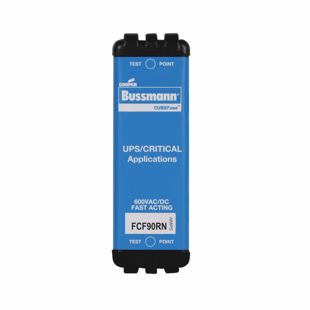 Cooper Bussmann FCF90RN FCF90RN Cooper Bussmann - Eaton Bussmann series FCF fuse, 90 A, 60 Hz, 50 Hz, 1 , CF, Black, Non-indicating, Electroless tin plated copper alloy terminal, Blade end,Class CF, 8 min at 200%, 200 kAIC at 600 V,50 kAIC at 600 Vdc, Glass filled PES, 600 V, 600 Vdc