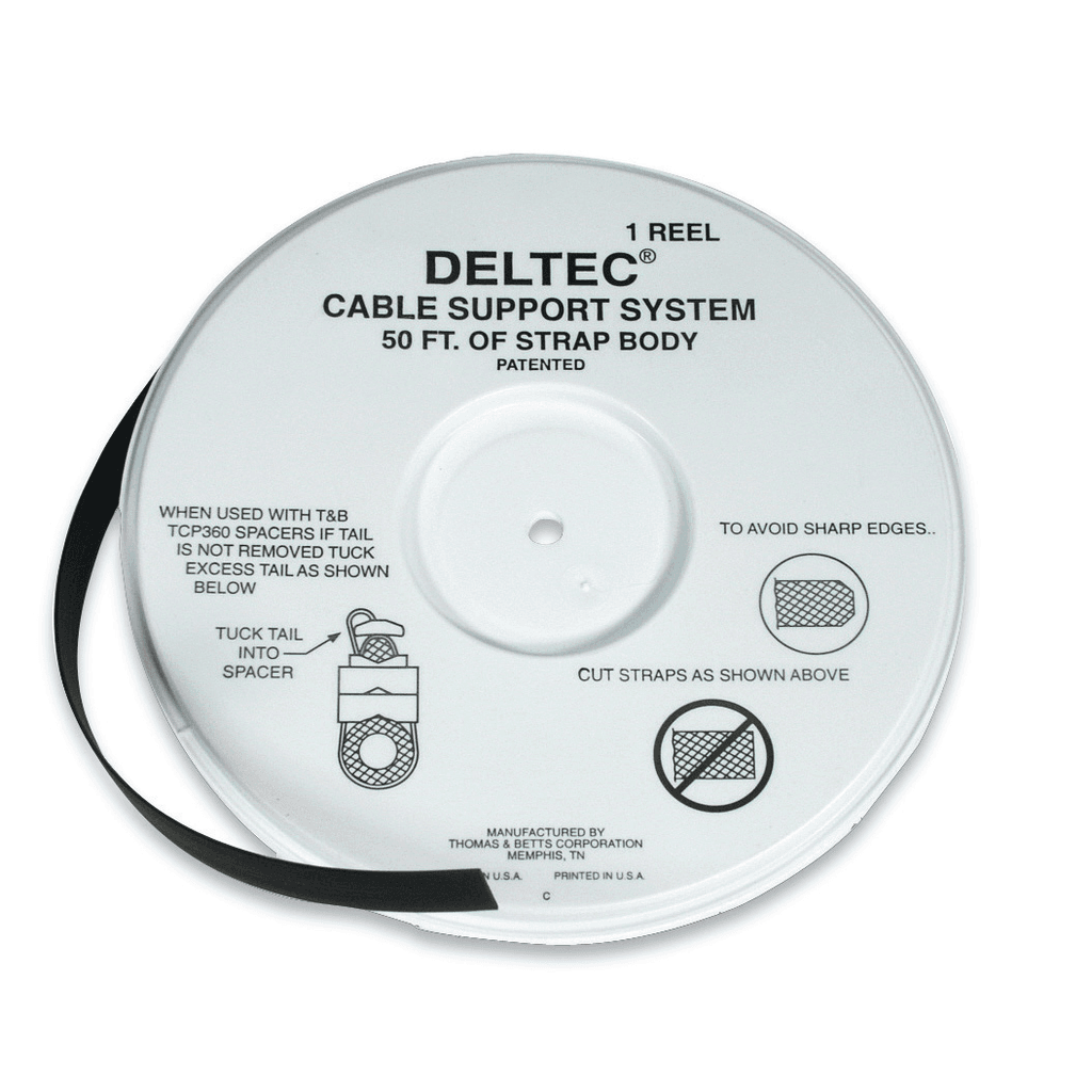 ABB Control TYD50R TYD50R ABB Control - Deltec Cable Tie Without Double-Locking Head, Black Acetal for Temperatures up to 85 Degrees Celsius (185 F), Weather and Ultraviolet Resistant, Length of 15.24m (50 Foot) Reel, Width of 12.7mm (0.5 Inch), Thickness of 1.52mm (0.06 Inch), Tensile Strength Rating of 1112 Newtons (250 Pounds), Can Be Cut to Any Desired Length