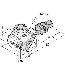 Turck BI4U-EM12WDTC-AP6X Inductive Sensor, For the Food Industry, Rated switching distance 4 mm, Flush, Threaded barrel, M12 x 1, Stainless steel, 1.4404, Front cap made of liquid crystal polymer, Factor 1 for all metals, Resistant to magnetic fields, For temperatures of -40 °C…+100 °C, High protection class IP69K for harsh environments, Special double-lip seal, Protection against all common acidic and alkaline cleaning agents, Suitable for applications in the food industry, DC 3-wire, 10…30 VDC, NO contact, PNP output,