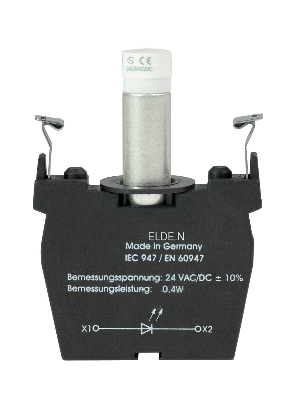 Schmersal ELDE.NWS24 Command and signalling devices; Contact and light terminal blocks (EF/EL); Screw connection; Mounting flange position 3; white LED; 24 VAC/DC