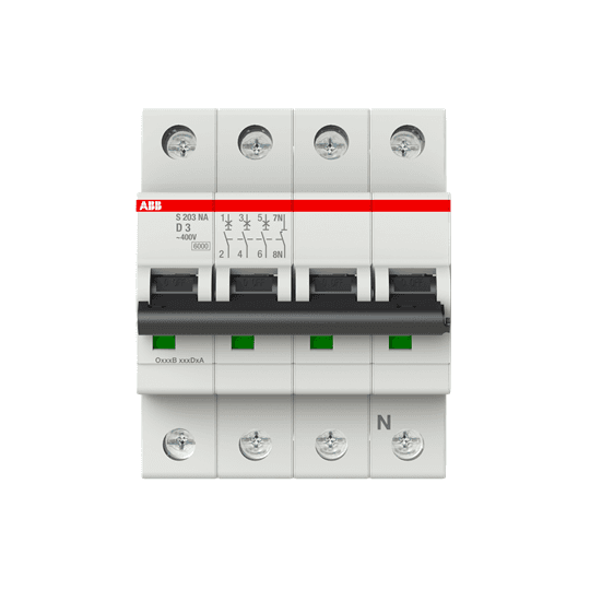 ABB Control S203-D3NA S203-D3NA ABB Control - S203-D3NA Miniature Circuit Breaker - 3+NP - D - 3 A