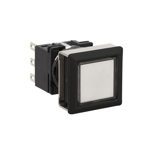 Idec LB7B-A1T1VLW LB 16mm Pushbuttons SPDT LW, Sleek flush mount design,  Standard bezel with 16mm hole size also available,  Bright LED illumination,  27.9mm depth behind the panel,  3PDT contact block available,  5A contact ratings,  IP65 degree of protection,  Metallic 