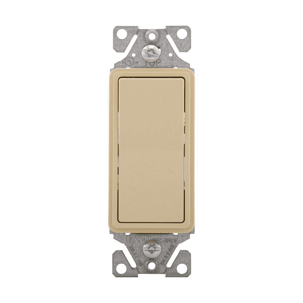 Eaton 7503V-BOX 7503V-BOX Eaton - Eaton standard grade decorator switch, Box, #14-12 AWG, 15A, Flush, 120/277V, Back/push, Decorator, Maintained, Ivory, Motor Control, Fan, LED, Incand, ELV,MLV,CFL, Florscnt, Halogen, Three-way, Thermoplastic 752421