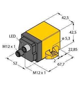 Turck B1N360V-Q42-CNX2-2H1150 Inclinometer, With CANopen Interface, , Rectangular, height 42 mm, Plastic, PA12-GF30, Convenient CANopen interface, Fulfills CiA DS‐301, CiA DSP‐410, High resolution and accuracy, Baud rates of 10 kbps up to 1 Mbps, High sampling rate and bandwidth, Parameterizable vibration suppression, One TPDO (RTR, cyclic, event-controlled, synchronized), Configuration via SDO and object directory, SYNC load (synchronized transmission of TPDO after reception of SYNC telegram), EMCY producer (inclination, in