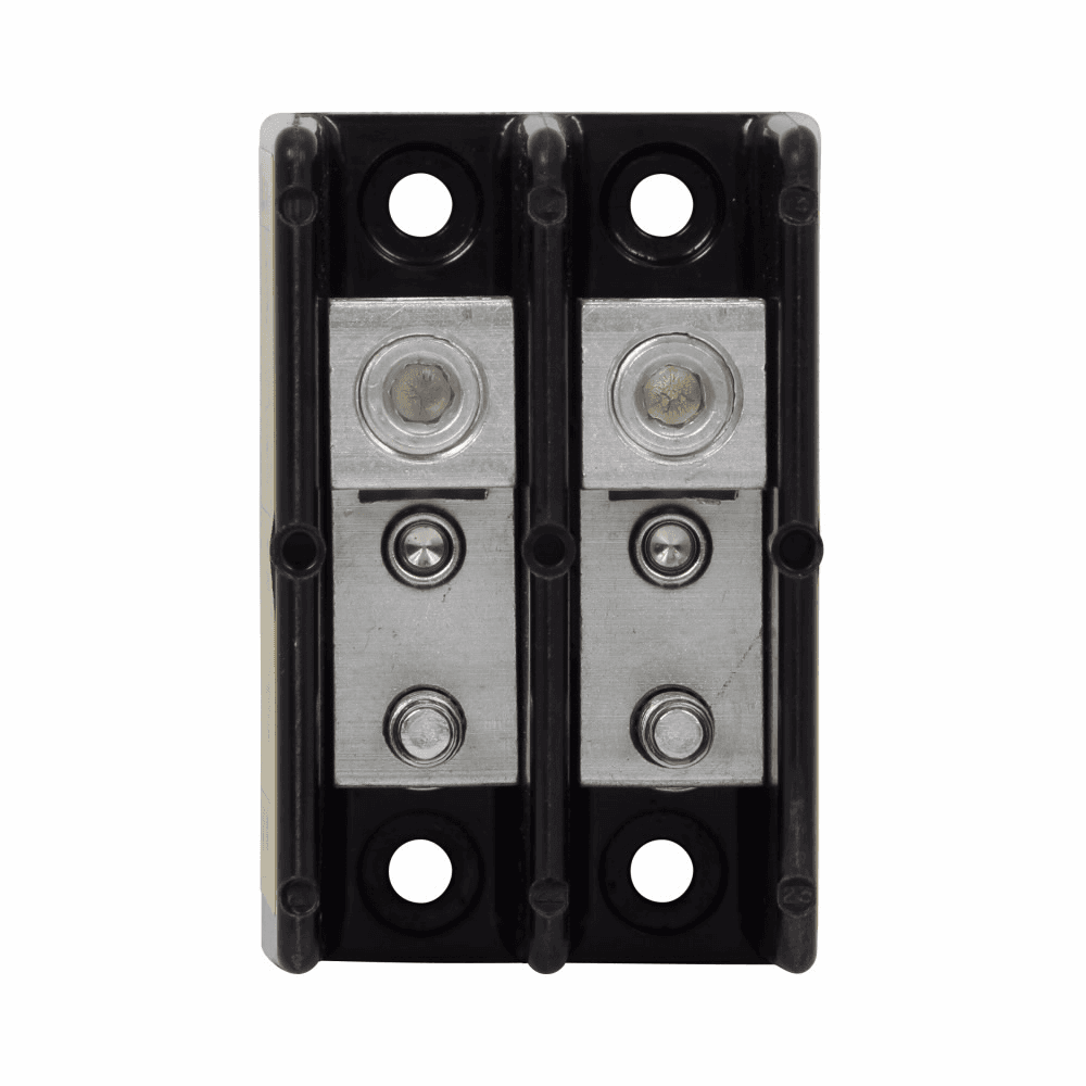 Cooper Bussmann 16280-2 16280-2 Cooper Bussmann - Eaton Bussmann series power terminal block, 600 Vac, 600 Vdc, 175A, Power terminal block, Two-pole, 1/4 In-20 TPI X 3/4 In Stud (Load), SCCR: 200 kA, Black, Molded Thermoplastic Base, Tin-plated aluminum connector