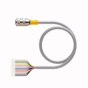 Turck RK 12T-8.5 Actuator and Sensor Cordset, Connection Cable, Cable length (L) 8.5 m, M12, Female, Straight, 12-pin, General Purpose Cable, Gray PVC jacket, 12X24 AWG, -40 Cold Bend Rating, Flame Ratings: UL1061, CSA FT1, Cable length: 8.5 m