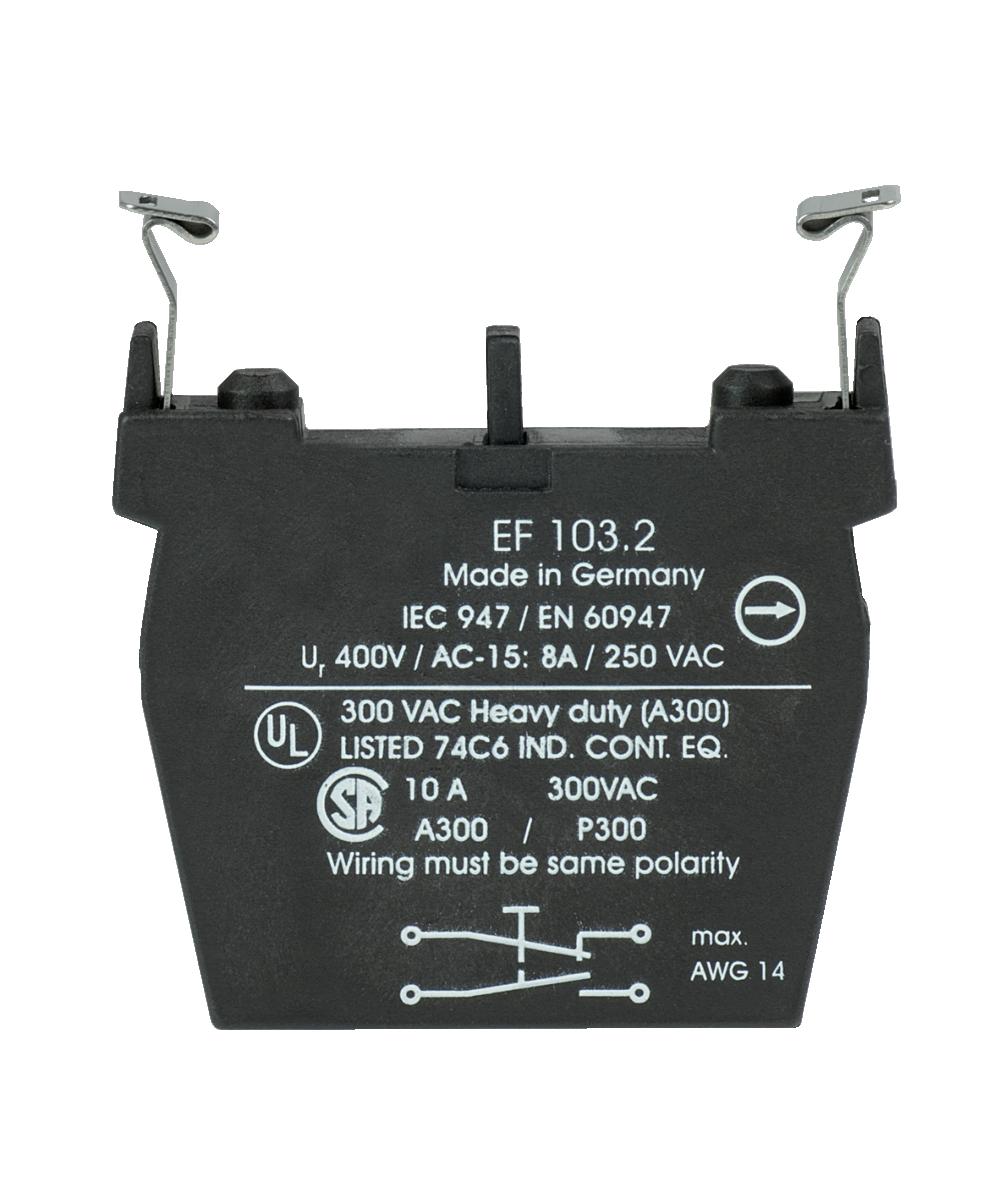 Schmersal EF103F.2 Command and signalling devices; Contact and light terminal blocks (EF/EL); Flat plug-in connector; Mounting flange position 2; 31-32; 43-44 (Contact labelling)