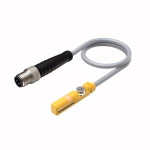 Turck BIM-UNT-AP6X-0.3-PSG3M Magnetic Field Sensor, For Pneumatic Cylinders, Cable length (L) 0.3 m, For T-groove cylinders without mounting accessories, Optional accessories for mounting on other cylinder designs, One-hand mounting possible, Stable mounting, Magneto-resistive sensor, DC 3-wire, 10…30 VDC, NO contact, PNP output, Pigtail with male end, M8 x 1