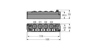 Turck SNNE-0008D-0003 piconet Extension Module for IP-Link, 8 Digital Outputs 2 A (4 A in Total), Direct connection to the IP link, Fibre-glass reinforced housing, Encapsulated module electronics, Metal connector, Degree of protection IP67