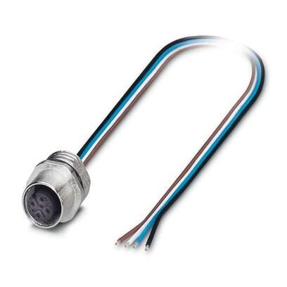 Phoenix Contact 1503276 Sensor/Actuator flush-type socket, 4-pos., M12, A-coded, front/screw mounting with Pg9 thread, with 1 m TPE litz wire, 4 x 0.25 mmÂ²