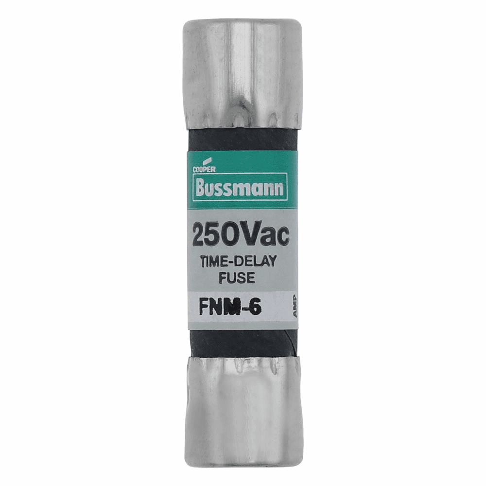 Cooper Bussmann FNM-6 FNM-6 Cooper Bussmann - Eaton Bussmann series FNM fuse, Time-delay Midget fuse, 6 A, Dual, Non-indicating, Ferrule end x ferrule end, 10 kAIC at 125 Vac,200 AIC at 250 Vac, Nickel-plated bronze endcap, Standard, 250 V