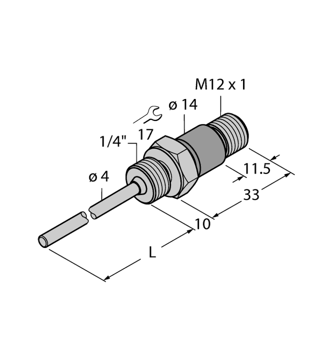 TP-104A-G1/4-H1141-L035 Part Image. Manufactured by Turck.