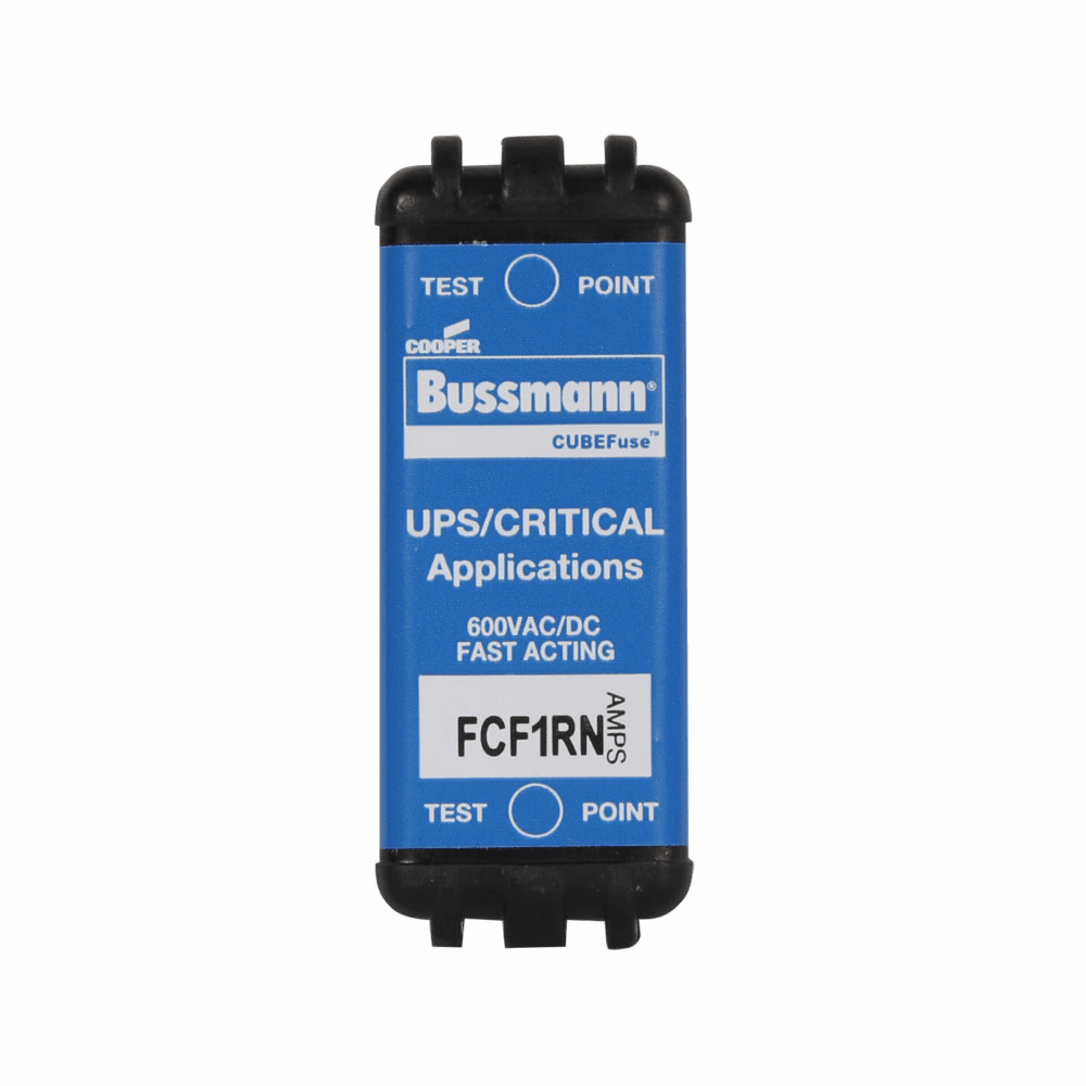 Cooper Bussmann FCF1RN FCF1RN Cooper Bussmann - Eaton Bussmann series FCF fuse, 1 A, 60 Hz, 50 Hz, 1 , CF, Black, Non-indicating, Electroless tin plated copper alloy terminal, Blade end,Class CF, 4 min at 200%, 300 kAIC at 600 V,50 kAIC at 600 Vdc, Glass filled PES, 600 V, 600 Vdc