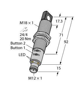 RU130U-M18ES-LIU2PN8X2T-H1151 Part Image. Manufactured by Turck.