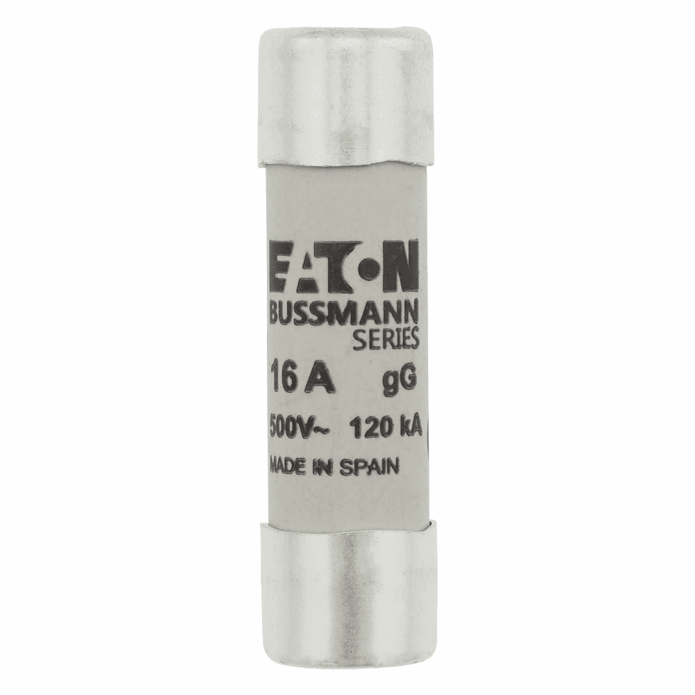 Cooper Bussmann C14G16S C14G16S Cooper Bussmann - Eaton Bussmann series low voltage 14 x 51 mm cylindrical/ferrule fuse, rated at 500 Volts AC, 16 Amps, 120 kA Breaking capacity, class gG/gL, with striker, compatible with a CH14 Modular fuse holder