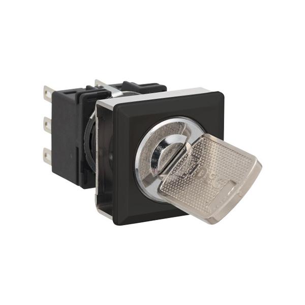 Idec LB7K-3T2VD LB 16mm Key Selector DPDT D, Sleek flush mount design,  Standard bezel with 16mm hole size also available,  Bright LED illumination,  27.9mm depth behind the panel,  3PDT contact block available,  5A contact ratings,  IP65 degree of protection,  Metallic 