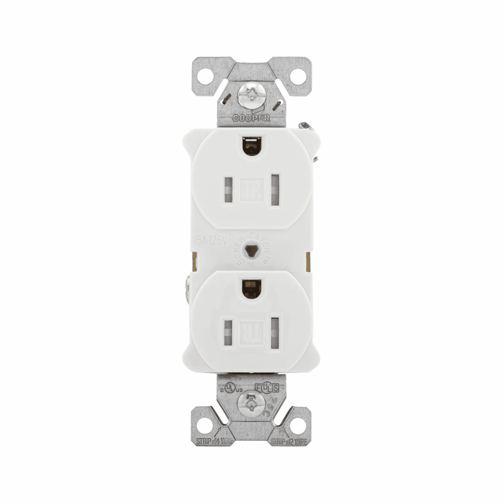 Eaton AHTR5262W AHTR5262W Eaton - Eaton Arrow Hart extra heavy-duty industrial specification grade duplex receptacle,#14-10 AWG,15A,Industrial,Flush,125V,Back and side,White,Brass,High-impact nylon face,Glass-filled nylon base,5-15R,Duplex,Screw,Nylon,Core pack