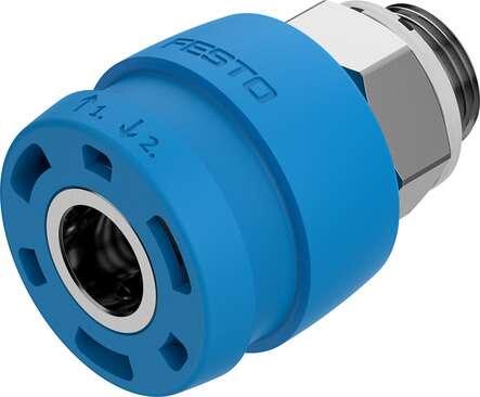 Festo 8059268 coupling socket NPHS-D6-P-G38 Nominal size: 10,2 mm, Operating pressure complete temperature range: -0,95 - 10 bar, Standard nominal flow rate: 2033 l/min, Operating medium: Compressed air in accordance with ISO8573-1:2010 [7:-:-], Note on operating and p