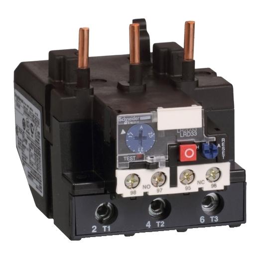 Schneider Electric LRD3365 Schneider Electric LRD3365 is a differential thermal overload relay designed for direct connection to a contactor and features screw-clamp terminals for both upstream and outgoing cables in the control circuit. This 3-pole device is classified under the LRD sub-range and offers protection functions in accordance with Class 10A standards. It is specified for a rated current range of 80-104 A, with protection settings adjustable within the same range. The LRD3365 includes 1 Normally Open (NO) and 1 Normally Closed (NC) auxiliary contacts. It is capable of handling a rated voltage (AC) of up to 690 V at frequencies ranging from 0 to 400Hz. The minimum operating current is set at 80 A, with a maximum threshold of 104 A.