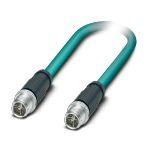 Phoenix Contact 1407483 Network cable, Ethernet CAT6A (10 Gbps), CC-Link IE CAT6A (10 Gbps), 8-position, PUR halogen-free, water blue RAL 5021, shielded (Advanced Shielding Technology), Plug straight M12 / IP67, coding: X, on Plug straight M12 / IP67, coding: X, cable length: 1 