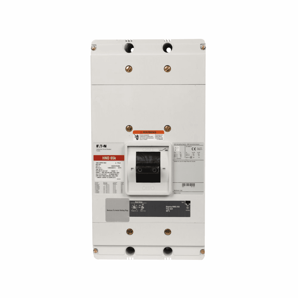 Eaton CNDC312T106XW CNDC312T106XW Eaton - Eaton Series C electronic molded case circuit breaker, NG-frame, CNDC, Complete breaker, OPTIM 1050, Electronic LSIG trip type, Three-pole, 1200A, 600 Vac, Load side, 100% rated