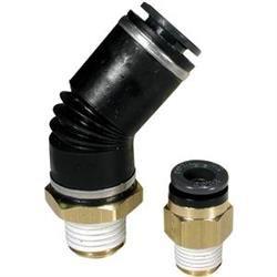SMC KV2K11-34S 45° Male Elbow Connector made from rugged ultraviolet and vibration resistant composite, 3/8" OD tube fitting with 1/8-27 NPT Thread