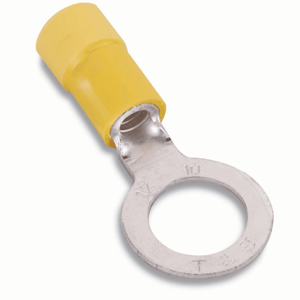 ABB Control 10RC38X 10RC38X ABB Control - Expanded Vinyl-Insulated Ring Terminal, Length 1.29 Inches, Width .59 Inches, Maximum Insulation .250, Bolt Hole 3/8 Inch, Wire Range #12-#10 AWG, Color Yellow, Copper, Tin Plated