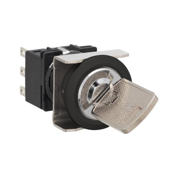 Idec LB6K-2ST5B-3H LB 16mm Key Selector SPDT B, Sleek flush mount design,  Standard bezel with 16mm hole size also available,  Bright LED illumination,  27.9mm depth behind the panel,  3PDT contact block available,  5A contact ratings,  IP65 degree of protection,  Metallic 