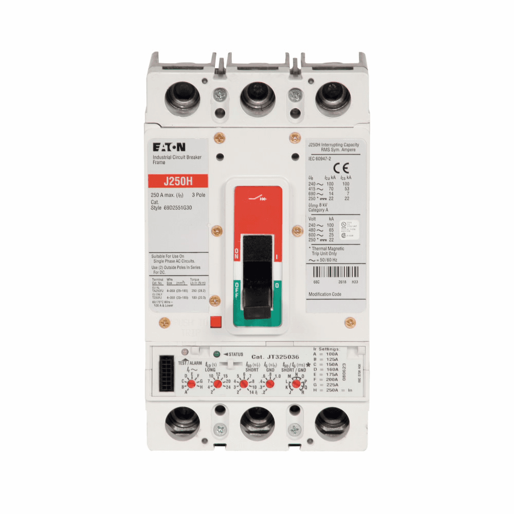 Eaton JGH3125FAGC JGH3125FAGC Eaton - Eaton Series G molded case circuit breaker, JG-frame, JG, Fixed thermal, adjustable magnetic trip, Three-pole, 125A, 600 Vac, 100 kAIC at 240 Vac, 65 kAIC at 480 Vac, 25 kAIC at 600 Vac, Line and load, Metric, 50/60 Hz, 100% rated