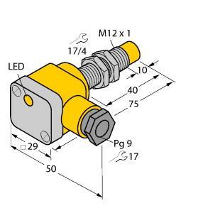 Turck NI8U-EG12SK-AP6X Inductive Sensor, Rated switching distance 8 mm, Non-flush, Threaded barrel, M12 x 1, Stainless steel, 1.4301, Factor 1 for all metals, Protection class IP68, Resistant to magnetic fields, Extended temperature range, High switching frequency, Auto-compensation protects against pre-damping, DC 3-wire, 10…30 VDC, NO contact, PNP output, Terminal chamber