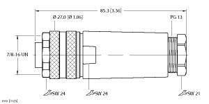 B 4141-0/13.5 Part Image. Manufactured by Turck.