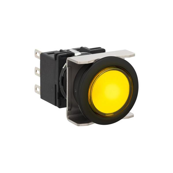 Idec LB6L-M1T53Y LB 16mm Illuminated PB SPDT Y, Sleek flush mount design,  Standard bezel with 16mm hole size also available,  Bright LED illumination,  27.9mm depth behind the panel,  3PDT contact block available,  5A contact ratings,  IP65 degree of protection,  Metalli