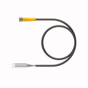 Turck PKG 3M-6/S90/S618 Actuator and Sensor Cordset, Connection Cable, Cable length (L) 6 m, M8, Female, Straight, 3-pin, Threaded Connector, General Purpose Cable, Black TPU jacket, shielded, 3X24 AWG, -40 Cold Bend Rating, Flame Ratings: UL1061, CSA FT1, Cable length: 6 m