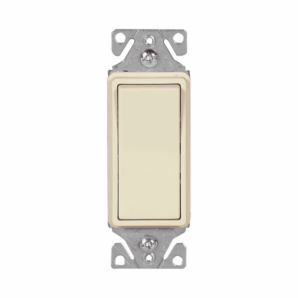 Eaton 7513A-BOX 7513A-BOX Eaton - Eaton standard grade decorator switch, Lighted in off position, box, #14-12 AWG, 15A, Flush, 120/277V, Back/push, Maintained, Almond, Motor Control, Fan, LED, Incand, Florscnt, Halogen, Three-way, Thermoplastic 628016