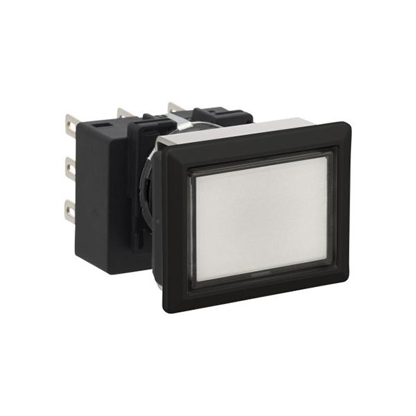 Idec LB8B-A1T3VLW LB 16mm Pushbuttons 3PDT LW, Sleek flush mount design,  Standard bezel with 16mm hole size also available,  Bright LED illumination,  27.9mm depth behind the panel,  3PDT contact block available,  5A contact ratings,  IP65 degree of protection,  Metallic 