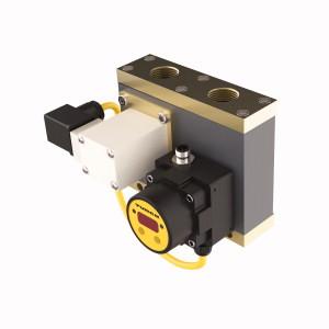 Turck WCIOL-6GPM-75NPT-H1151 IO-Link Water Control Block for Welding Stations, , Joint installation creates a drop-in water-saving system., Simplified setup identifies peak drop and insufficient flow to the welding equipment., Standalone application: No PLC or robot logic circuit required., Flow range 0.6 to 6.0 gpm, Solid-state SPDT relay for alarm output, M12 male connector, 5-pin, for communication, Four ¾″ NPT ports for the process connection, IP67