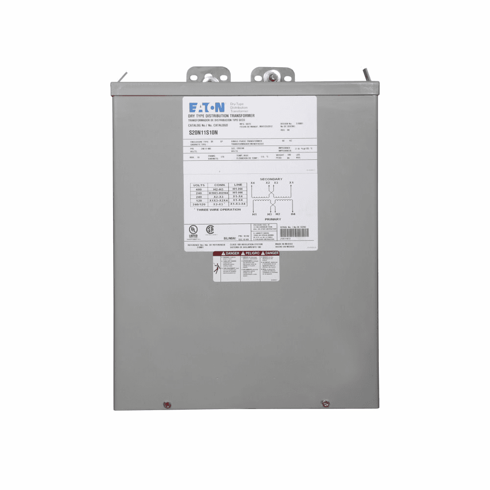 Eaton S42N11S15N S42N11S15N Eaton - General-Purpose Encapsulated Transformer, EP, Single-phase, PV: 2400V, Taps: None, SV: 120/240V, 115°C, 15 kVA, Al windings, Frame: 182, Indoor-Outdoor