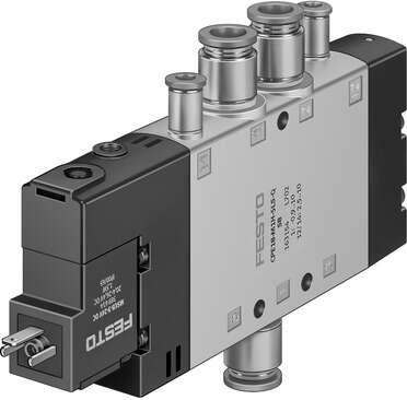 Festo 163798 solenoid valve CPE18-M3H-5LS-QS-8 High component density Valve function: 5/2 monostable, Type of actuation: electrical, Width: 18 mm, Standard nominal flow rate: 850 l/min, Operating pressure: -0,9 - 10 bar