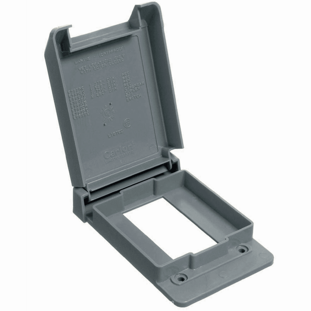 ABB Control E98GFCN-CAR E98GFCN-CAR ABB Control - Vertical Mount Weatherproof GFCI Receptacle Box Cover, Length 4.75 Inches, Width 3.0 Inches, Thickness 0.78 Inches, Material Polycarbonate, Color Gray