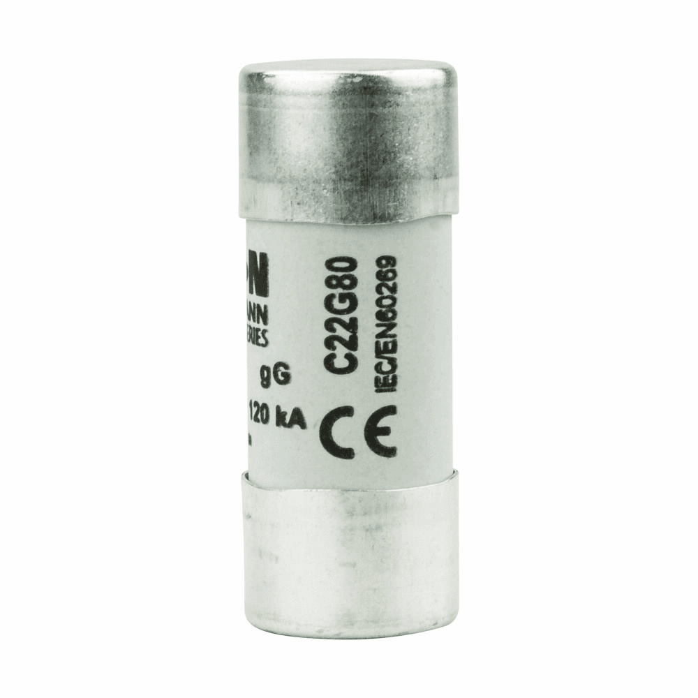 Cooper Bussmann C22G80 C22G80 Cooper Bussmann - Eaton Bussmann series low voltage cylindrical fuse, 500V, 80A, CH22 fuse holder, fuse, Ferrule end X ferrule end, Class C gL/gG, Cylindrical, Ceramic body, Silver-plated copper endcap