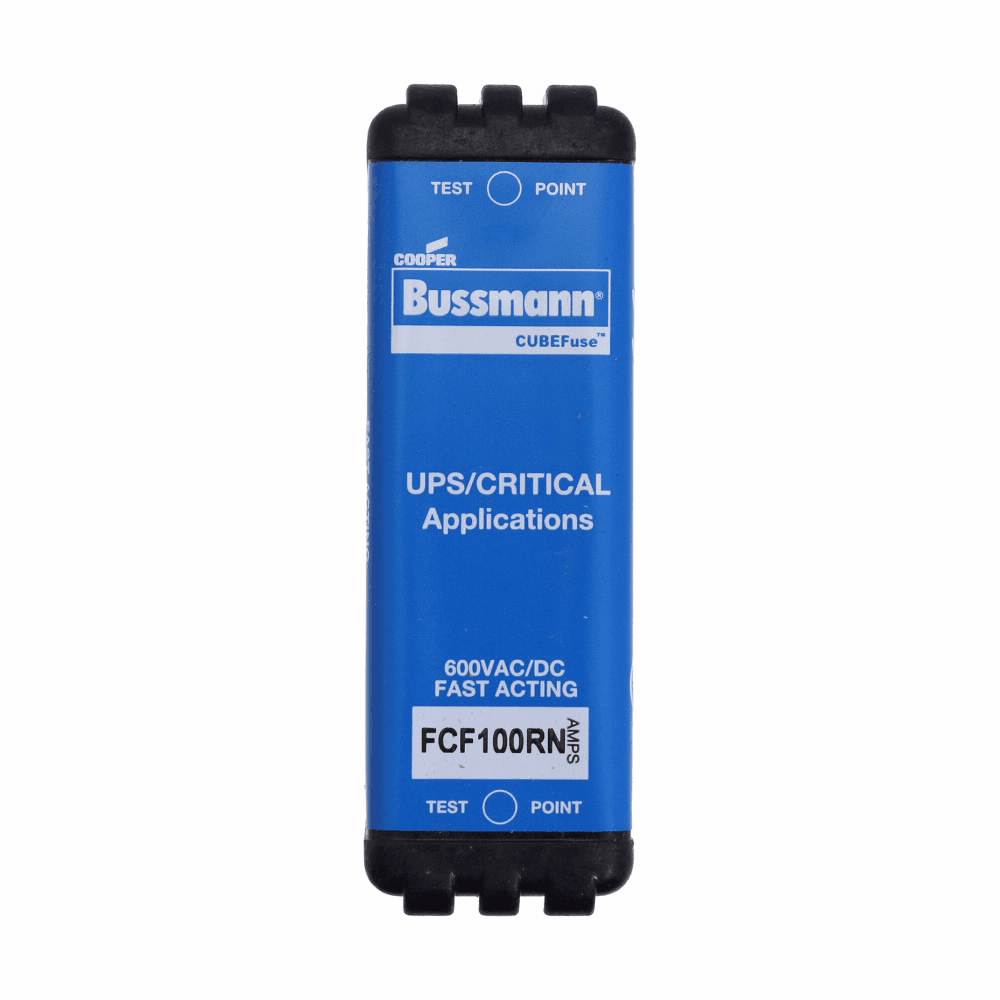 Cooper Bussmann FCF100RN FCF100RN Cooper Bussmann - Eaton Bussmann series FCF fuse CUBEFuse, power loss 11.50 w, Critical/UPS, 100 A, 60 Hz, 50 Hz, 1, Electroless tin plated copper alloy terminal, Blade end,Class CF, 8 min at 200%, 50 kAIC at 600 Vdc,200 kAIC at 600 V, Glass filled PES